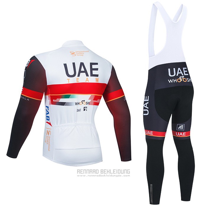 2021 Fahrradbekleidung UAE Wei Trikot Langarm und Tragerhose - zum Schließen ins Bild klicken